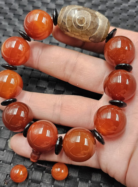 藏式三眼天珠路路通玉石手链