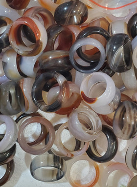 冰种缠丝玛瑙玉石戒指红花黑花