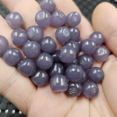 烟紫色石英岩玉老型珠玉石散珠