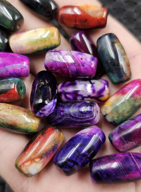 仿古玛瑙勒子玉石散珠紫色橄榄绿多宝珠路路通手链饰品配件珠子