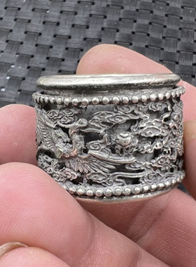 饰品扳指藏银龙凤呈祥扳指