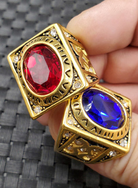 冰种鸡血红切面天蓝色饰品戒指