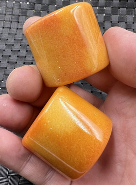 玉石扳指优化黄龙玉扳指方解石玉扳指橘黄色扳指大号扳指玉指环