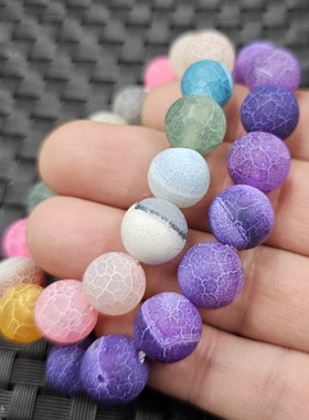 风化玛瑙多宝珠玉石手链紫色玉髓12毫米手链男女同款手链玉手串