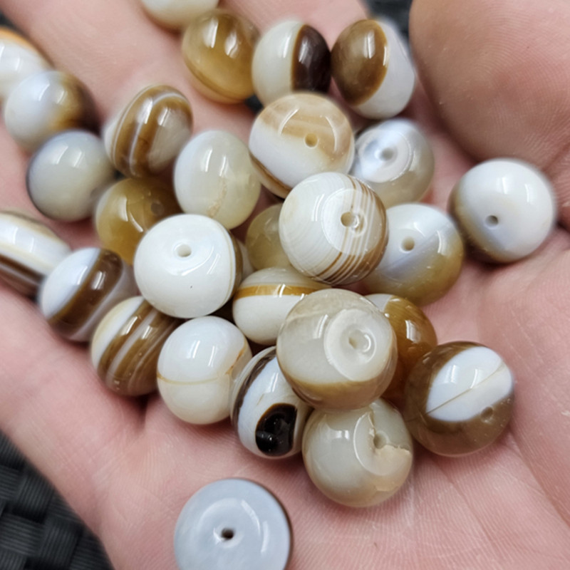 咖啡色缠丝玛瑙算盘珠玉石散珠白缠丝玛瑙玉扣隔片隔珠饰品珠子