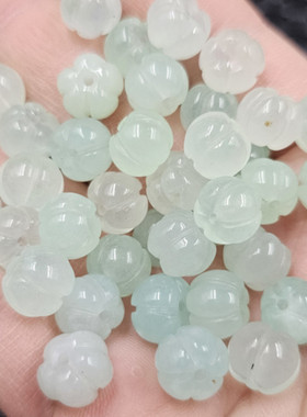 翡翠玉南瓜珠玉石散珠豆绿色副瓜珠子diy手链项链饰品配件手工珠