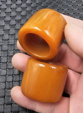 姜黄色玉石扳指加宽加大号仿古玉扳指男女同款扳指玉指环玉手饰