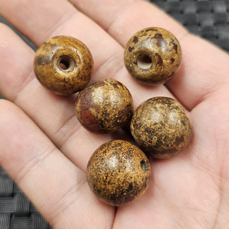 仿古玛瑙玉扣算盘珠玉石散珠土黄色玛瑙隔片隔珠饰品配件手工珠子