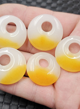 新疆和田白玉金丝玉平安扣玉石挂件石英岩玉黄斐公主扣吊坠项链坠