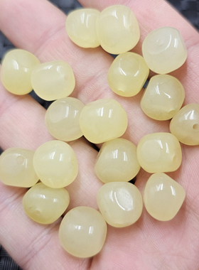 黄色石英岩玉随型珠玉石散珠不规则珠diy手链项链饰品配件玉珠子