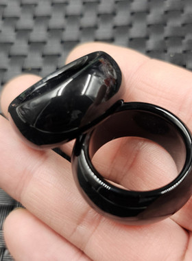 黑玛瑙大号玉石戒指加宽黑