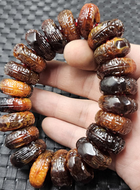 荧光浮盐水蜜蜡琥珀生肖龙手串