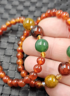 6毫米红玛瑙圆珠玉石手链冰