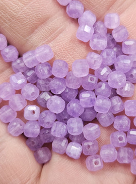 紫罗兰方形路路通玉石散珠紫色石英岩玉切面珠多棱珠饰品配件珠子