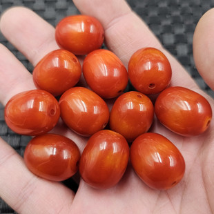 橘红色蜜蜡路路通散珠人造蜜蜡勒子桶珠手链项链饰品配件珠子