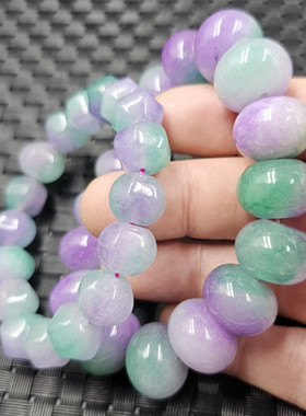 翠玉紫罗兰六棱珠玉石手链三色