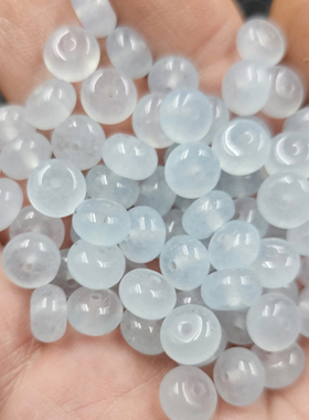 海蓝宝平安扣玉石散珠蓝色石英岩玉隔珠玉扣算盘珠饰品配件玉珠子