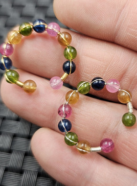 仿碧玺圆珠开口戒指仿玉石戒指