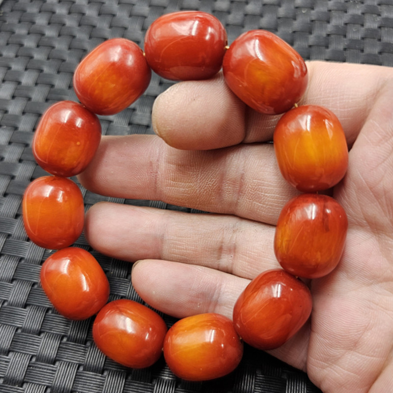 荧光浮盐水人造蜜蜡路路通手链渐变色蜜蜡桶珠手链手串手饰手环