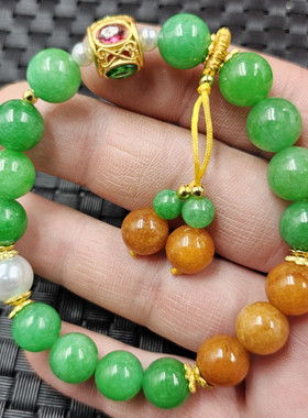 翡翠玉干青圆珠玉石手链