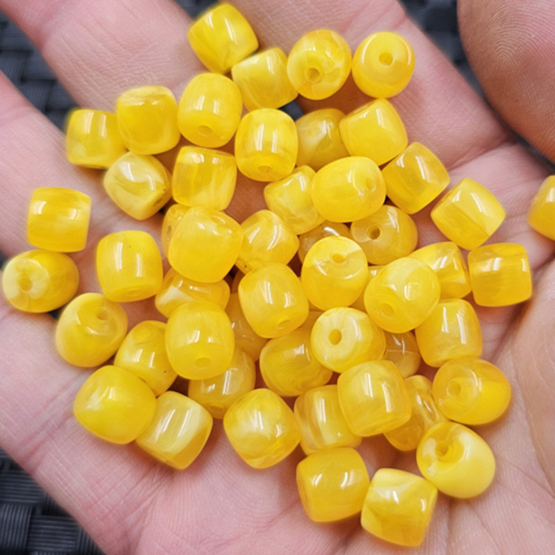 荧光浮盐水人造蜜蜡老型珠散珠鸡油黄蜜蜡路路通手链项链饰品珠子