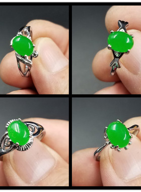 高档精美天然玉石a货石英岩玉戒指台湾碧玉小女戒玉石指环