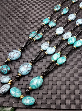饰品优化绿松石椭圆形毛衣链