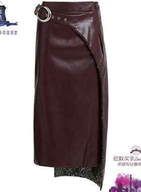 英国代购 女士新款 Rabanne 搭扣腰带中长半身裙 正品直邮