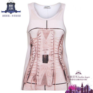 英国代购 女士新款 Jean Paul Gaultier 印花棉运动背心 正品直邮