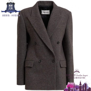 英国代购 女士新款 Tonywack 双排扣羊毛混纺西服短外套 正品直邮
