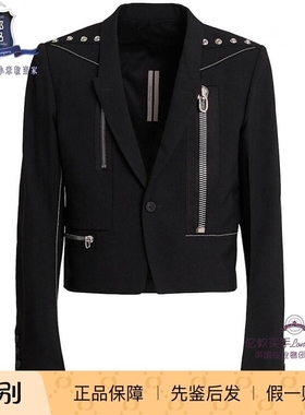 英国代购 男士新款 Rick Owens 拉链羊毛西服夹克 正品直邮