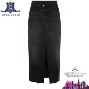 英国代购 女士新款 Reformation 毛边棉混纺牛仔半身裙 正品直邮