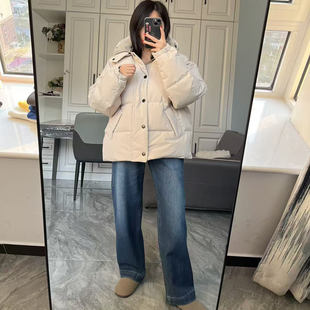 Barb亲妈渠~复古男女高克重鹅绒填充 格纹内里连帽可拆加厚羽绒服