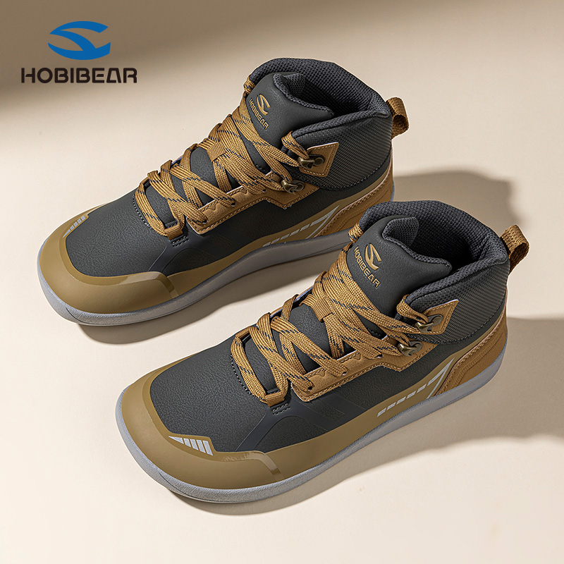 HOBIBEAR高帮鞋男2025秋季新款百搭运动鞋户外登山防水徒步休闲鞋