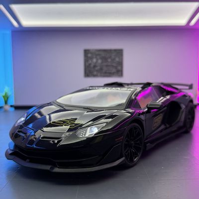 车致车模1比18兰博svj63敞篷合金跑车模型摆件儿童声光玩具车男孩