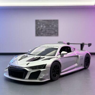 ok车模1:24奥r8 lms gt2赛道版合金汽车模型摆件声光回力玩具男孩