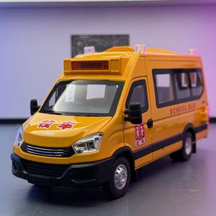 威丽车模1 合金汽车模型摆件声光儿童玩具车收藏男 24依维柯职业版