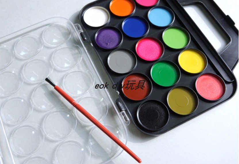 儿童DIY彩色画画用具 15色手提包水彩颜料 幼儿益智绘画涂鸦专