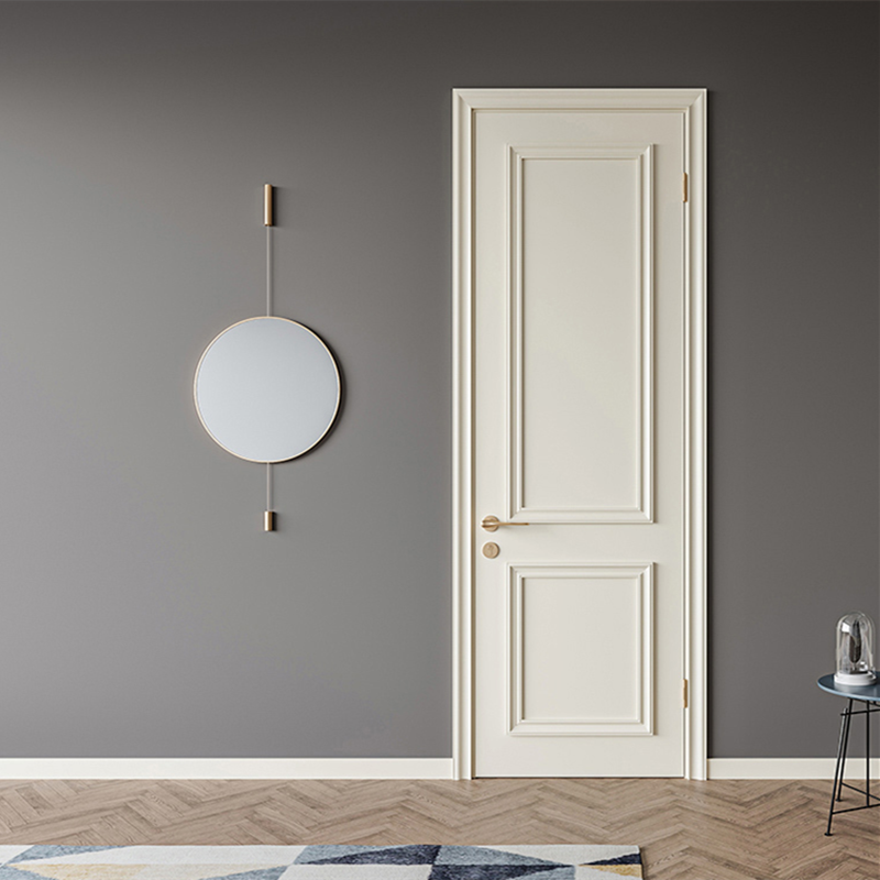 实木复合烤漆欧式简法扣线房间卧室平开静音纯白色套装门定制工厂