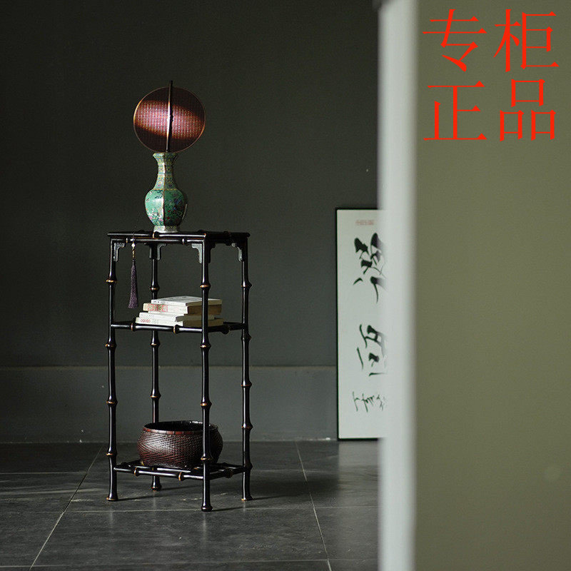 ㊣筇竹花几 三层新中式花架置物架客厅落地式盆景花盆竹架