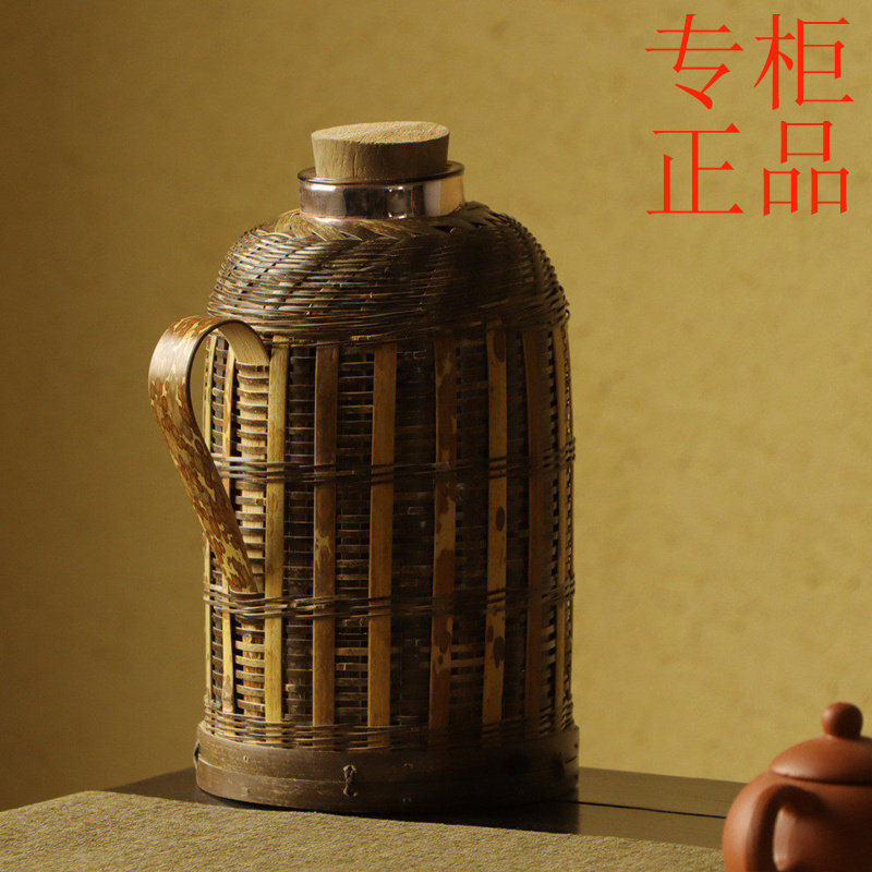㊣手工紫竹编热水壶 民宿家用暖壶 玻璃内胆复古怀旧老式开水保温