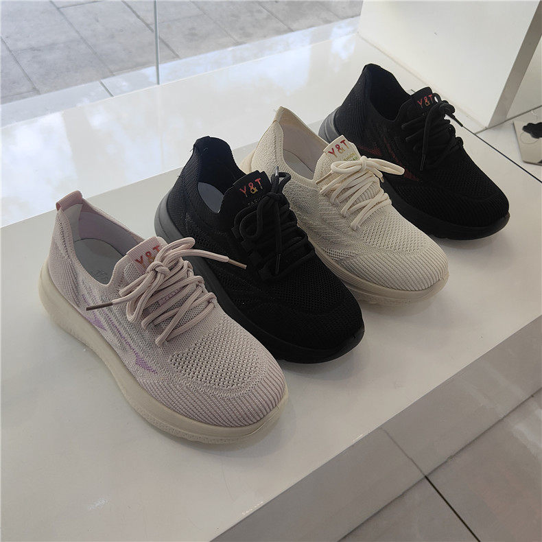 黑色针织妈妈鞋2025春秋女款