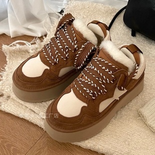 现货~桑坡超尖版~艾秋梅尔休闲鞋厚底2025冬季新款羊毛毛雪地靴女