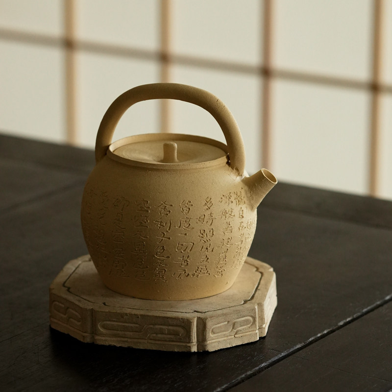 纯手工原矿白泥潮州砂铫壶 工夫茶煮水壶玉书煨 烧水壶凉炉壶提梁