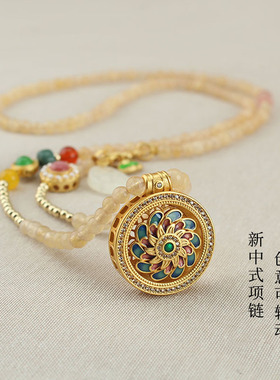 新中式国风可转动吊坠项链女