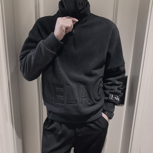 Q50-P68 控98 2023秋季新款卫衣圆领套头社会小伙颗粒绒上衣男图片