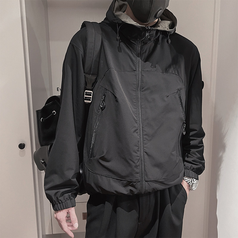 WT66-M-3XL-P118控158聚酯纤维连帽异色内衬双层夹克微阔版型图片