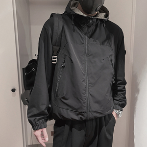WT66-M-3XL-P118控158聚酯纤维连帽异色内衬双层夹克微阔版型图片
