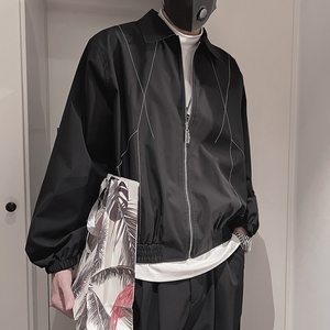 WT35-P98 控138 2023秋季新款薄款外套男翻领明线潮牌帅气夹克白图片