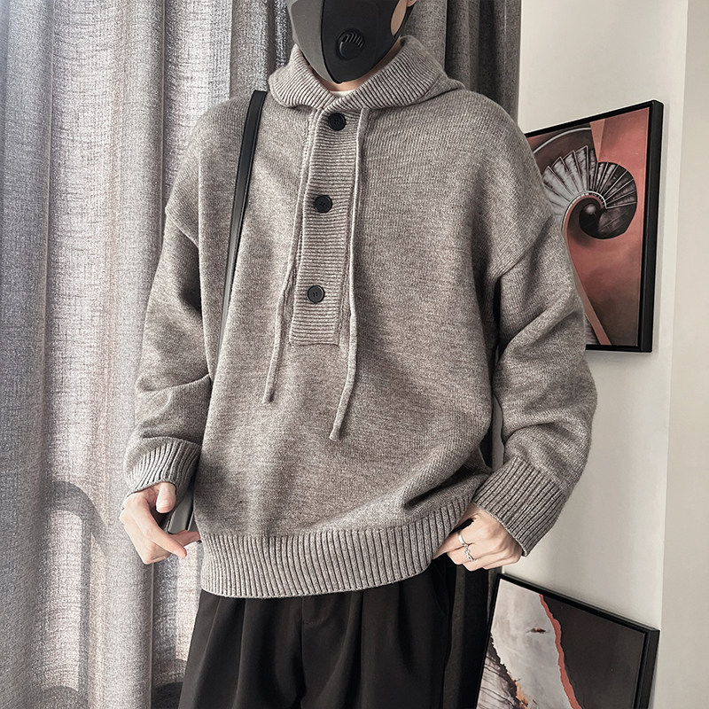 MX203特P98-控13850%腈纶29%聚酯纤维21%锦纶连帽开领慵懒毛衣启,男装针织衫/毛衣,电商A216